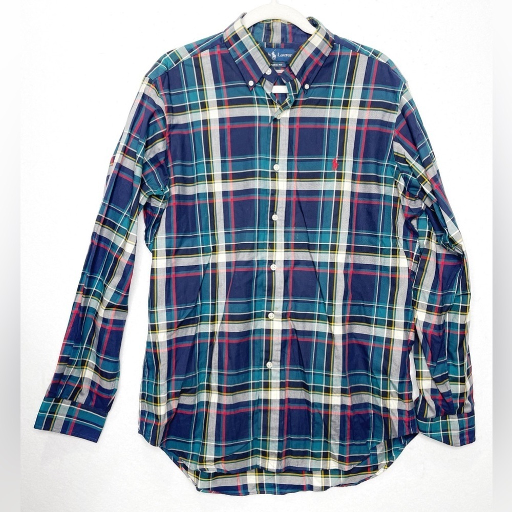 Polo Ralph Lauren Classic Fit Oxford Plaid Long Sleeve Button Front Shirt Medium